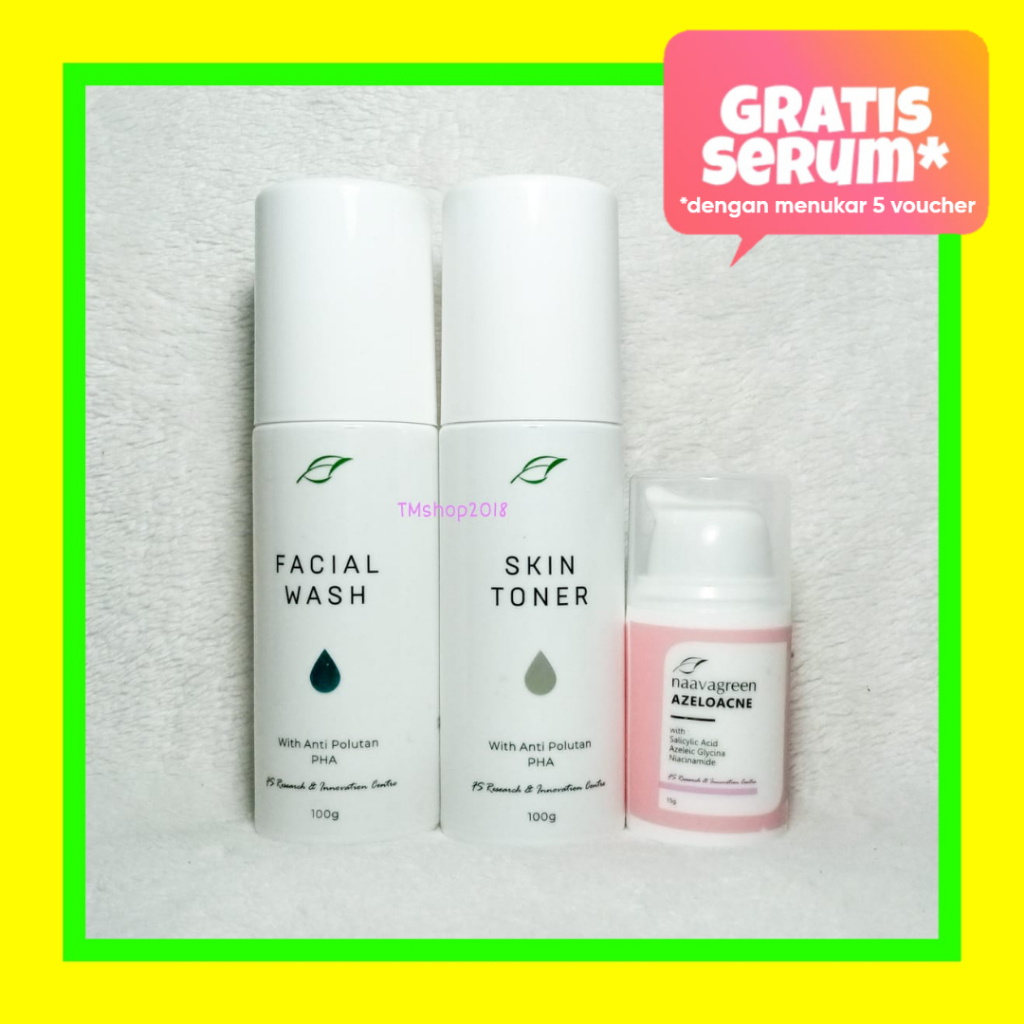 Naavagreen Paket Jerawat Basic Acne (fw,toner,azeloacne) by dr Fredi Setyawan Original Skincare Pera