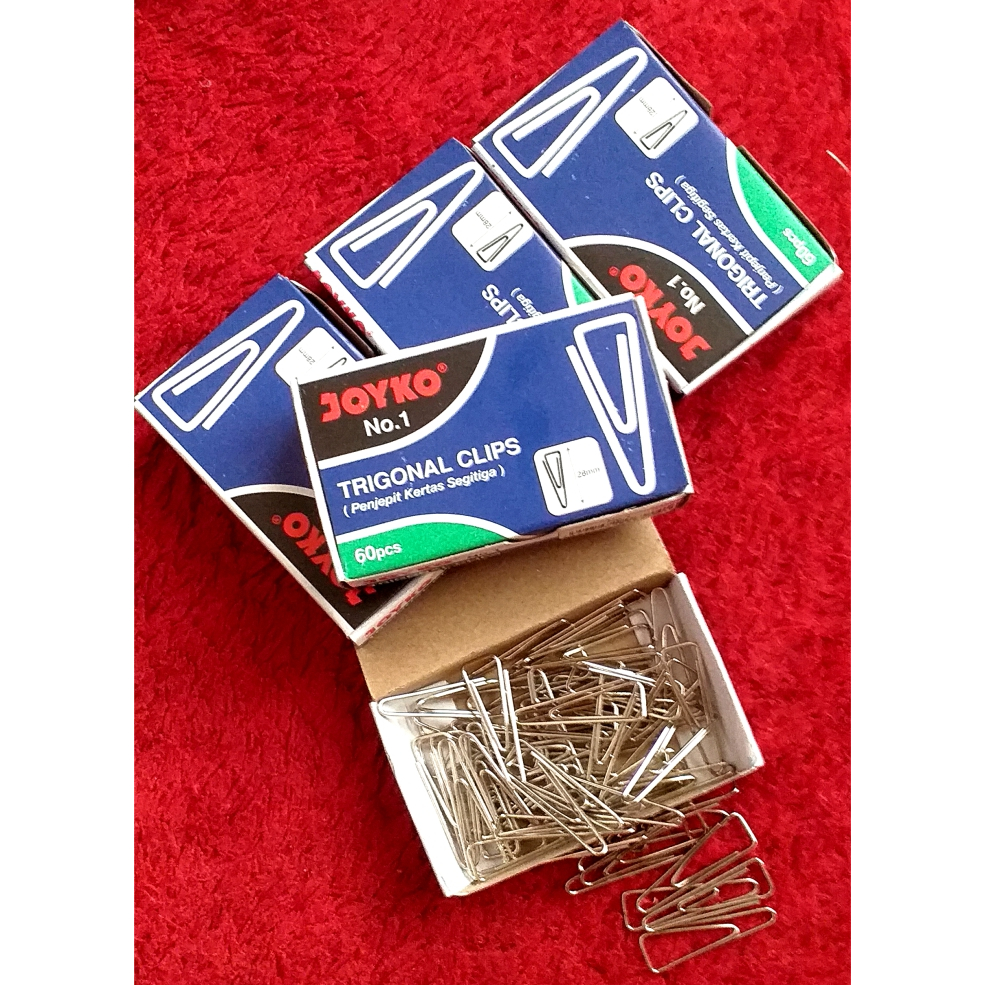 

(1 kotak kecil isi 60 biji) Trigonal Clips No 1, clips kertas