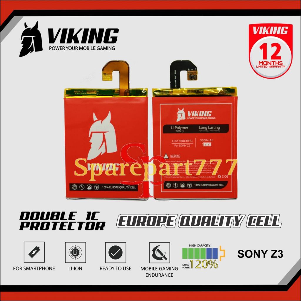 Baterai Viking Double Power - LIS1558ERPC / Sony Xperia Z3 Big / D6603 / D6653 / D6616 / D6643 / SO-