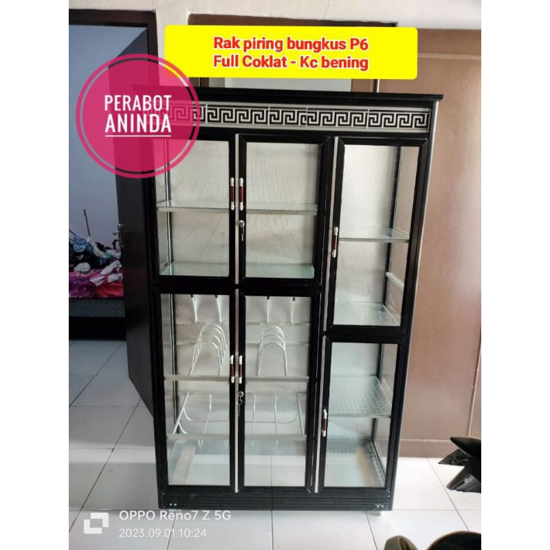 RAK PIRING BUNGKUS ALUMUNIUM KACA PINTU 6 RODA (HANYA SEMARANG & SEKITARNYA)