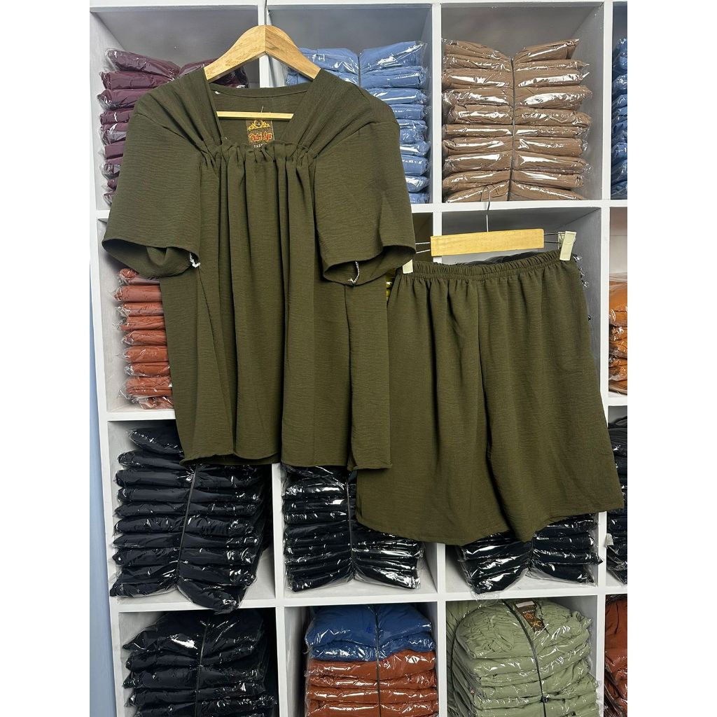 One Set Fuji Lengan Pendek&Celana Pendek Crinkle Airflow