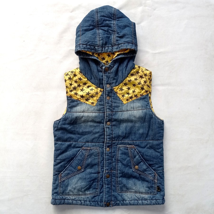 rompi blue moon blue japan denim padded vest women harajuku wibu otaku