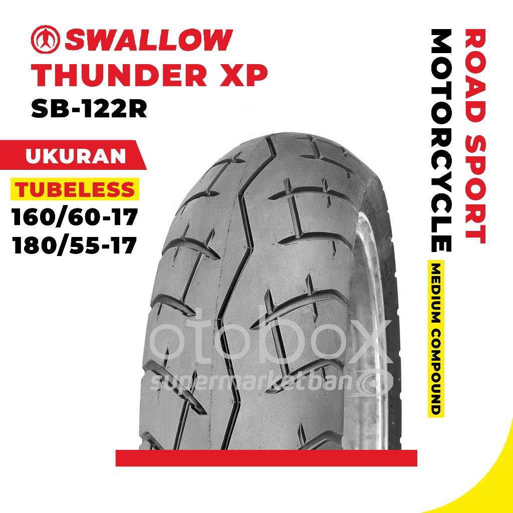 Ban Luar Motor Swallow SB-122R Thunder XP Ukuran 160/60 180/55 Ring 17 Tubeless