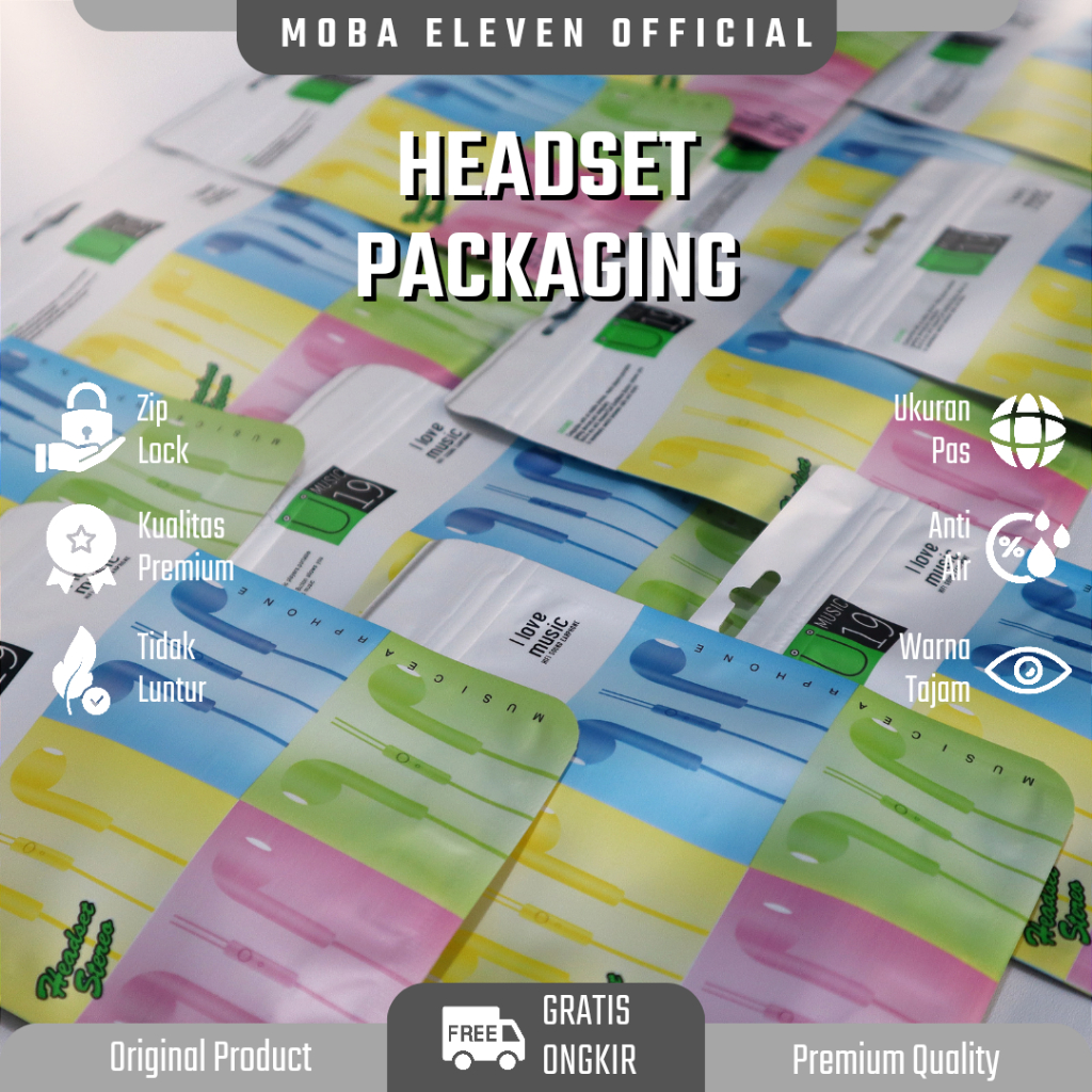 HEADSET MIC PACKAGING - Kemasan Plastik Ekonomis Earphone Headphone Handsfree - Ziplock, Zipper, Tebal, Gambar Tajam - PREMIUM QUALITY IMPORT