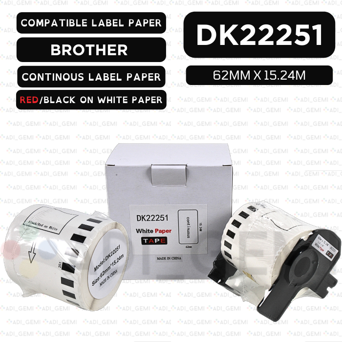 

COMPATIBLE LABEL PAPER BROTHER DK-22251 - 62MM X 15.24M - QL-1050 QL-1060N QL-1100 QL-1110NWB