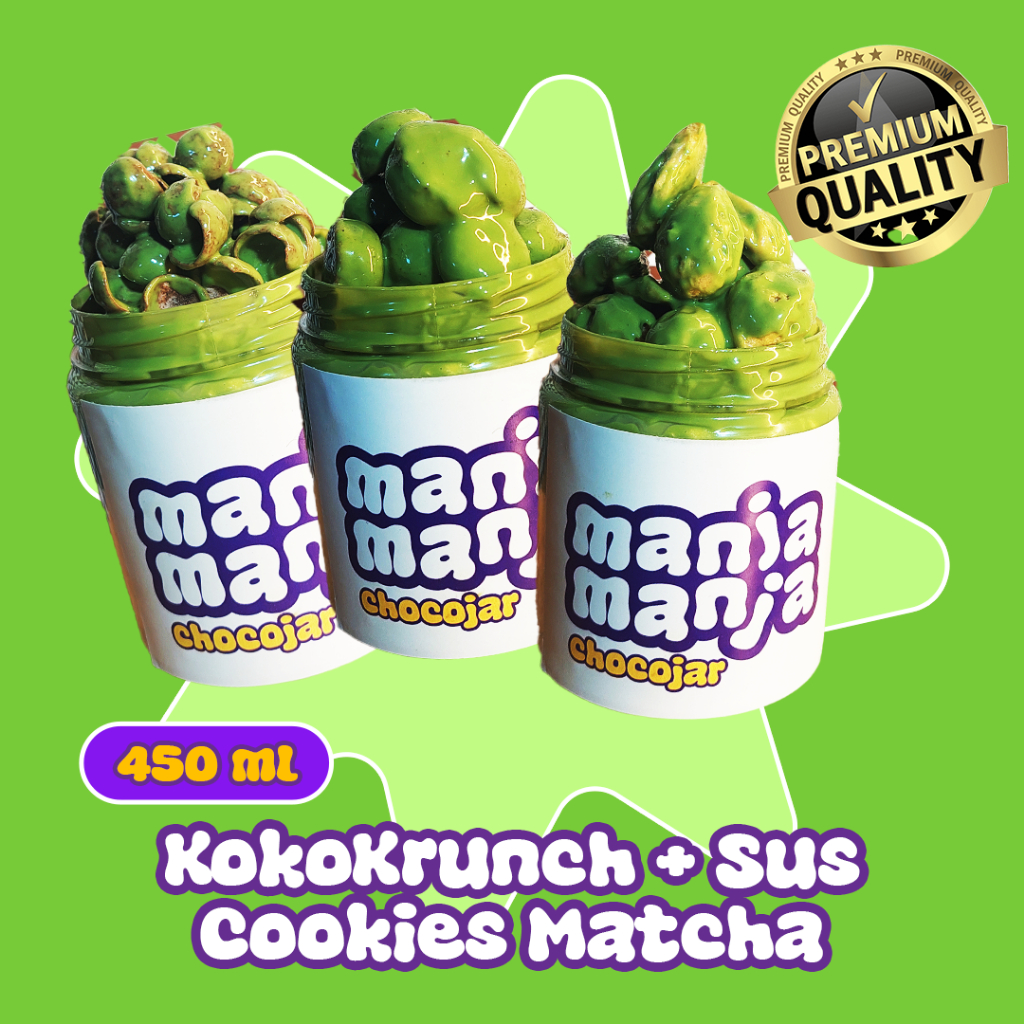 

( Paketan Isi 3 Matcha 450 ml ) Sus + Cookies + Chococrunch Cemilan Snack Lumer Premium - ManjaManja Jarjoy by Nala