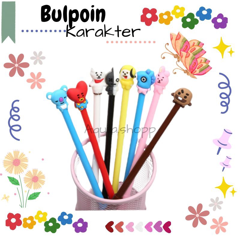

Bulpen / Pena BTS Bangtan Boys ARMY KPOP Cartoon Black Ink Gel Pen Import Murah