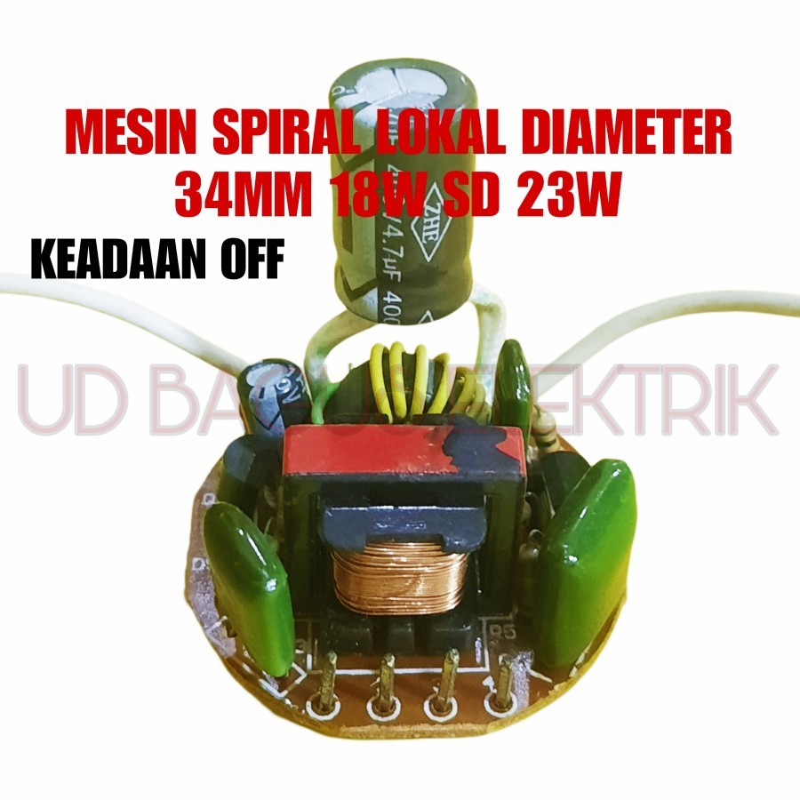 5X MESIN LAMPU SPIRAL LOKAL 18W 23W DIAMETER 34MM KEADAAN OFF - DAPAT 5PCS
