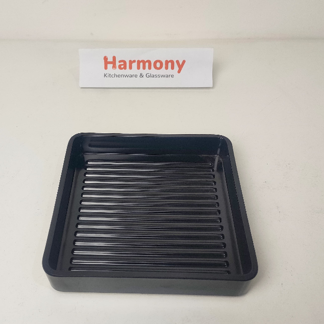 Vanda Piring Suki 6,5" Black Piring Suki Shabu Tempat Daging Piring Wagyu Melamin Kotak Persegi