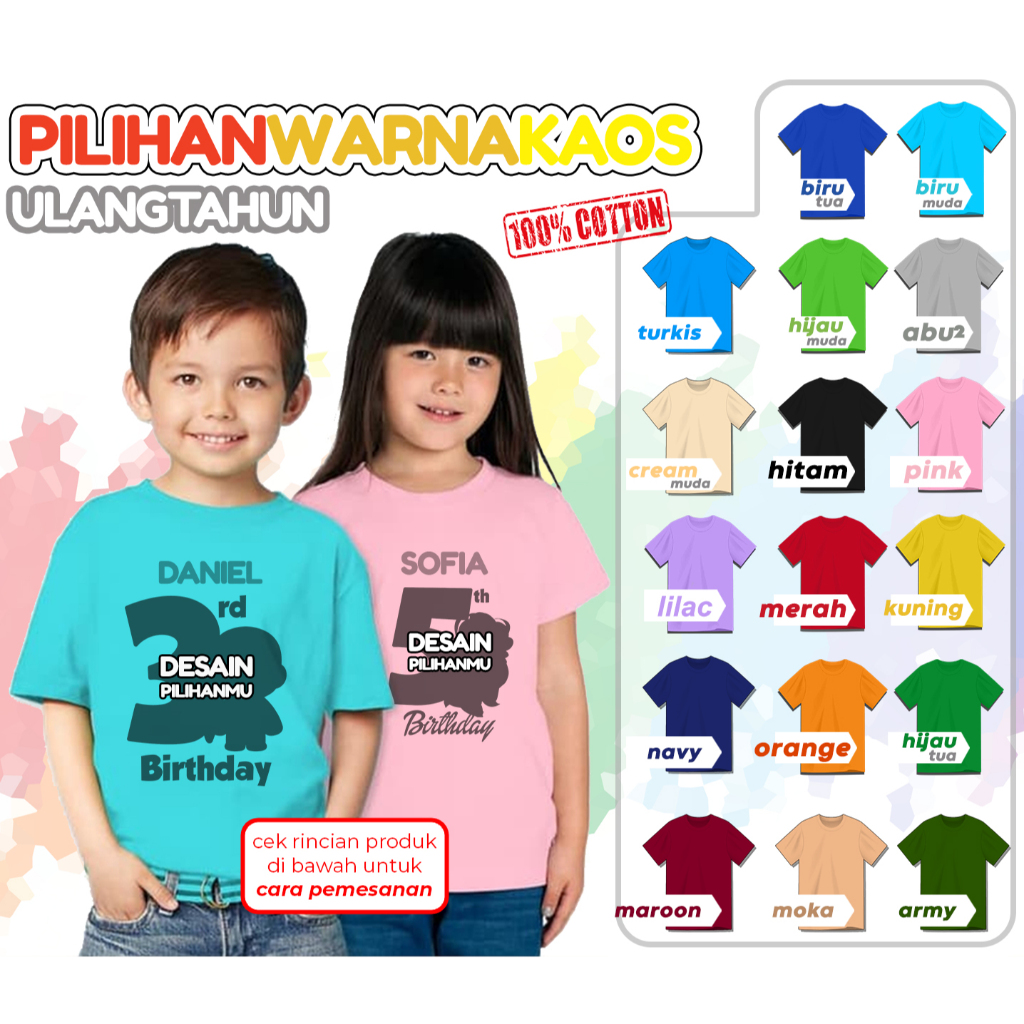 Kaos Ulang Tahun Anak Kaos Ultah Baju Keluarga CUSTOM Ultah Image 9