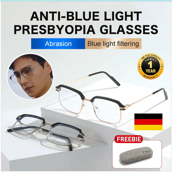 rajhendra_ - Kacamata Baca Plus HW Jerman Square Progresif Photochromic Anti Blue Light Pria