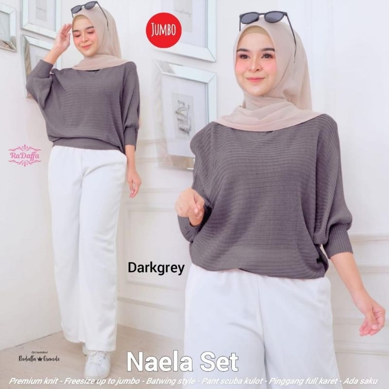 NAELA SET /SETELAN RAJUT BATWING POLOS ORI RADAFA