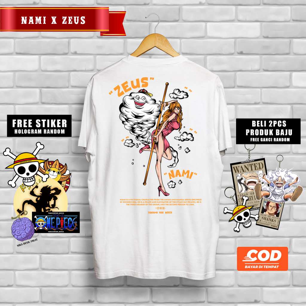 KAOS BAJU NAMI X ZEUS ONE PIECE TAMAGON PARK MERCHANDISE