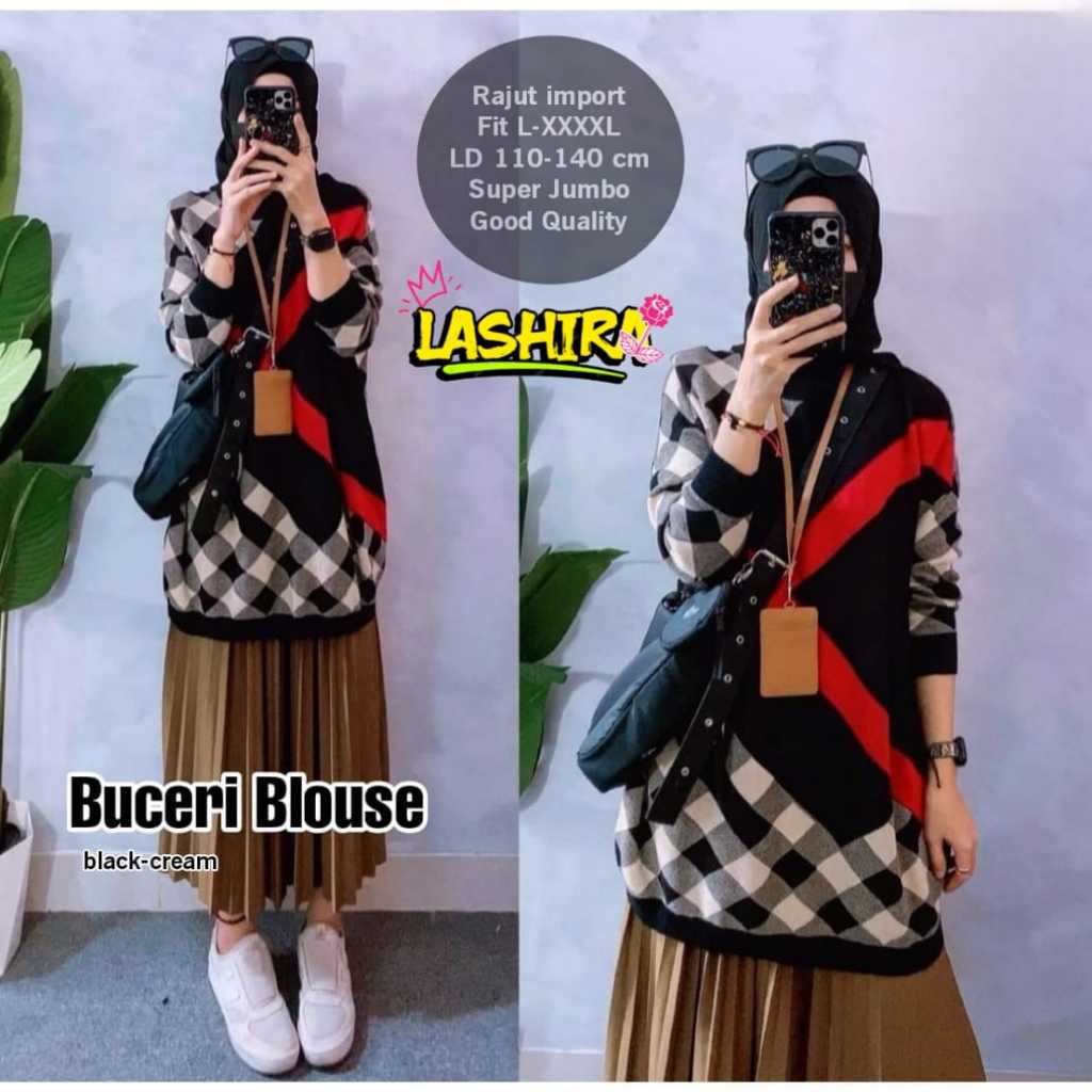 bucer blouse rajut super jumbo ld 110 - 140 blus atasan baju kaos big over size xxxxl  import melar 