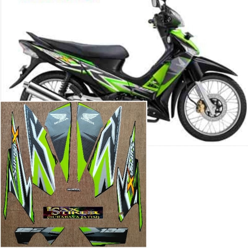 Striping Original Honda Supra X 125 SW hitam hijau tahun 2012