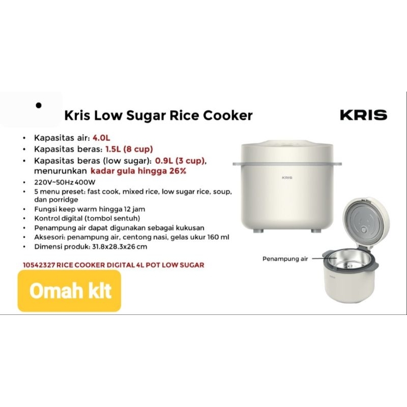 kris rice cooker low sugar penanak nasi rendah gula