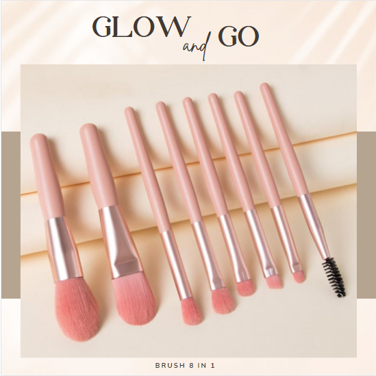 MAKEUP BRUSH 8 PCS MINI TRAVEL KUAS MAKEUP POUCH
