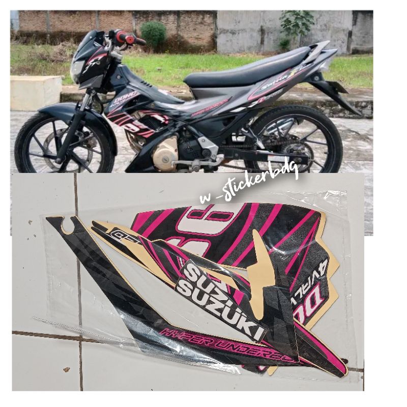 Striping Stiker Bodi Suzuki Satria F 150 Fu 2012 Hitam Pink