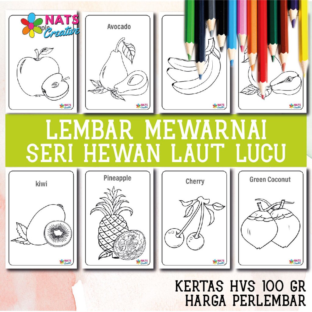 

Lembar Mewarnai Gambar Seri Buah buahan Untuk Anak PAUD TK SD