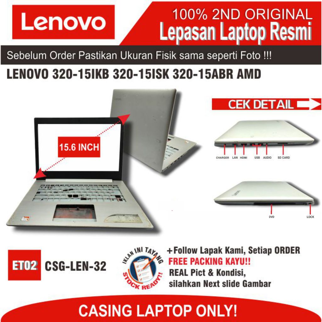 ET02 CSG-LEN-32 CASING LAPTOP LENOVO 320-15IKB 320-15ISK 320-15ABR AMD