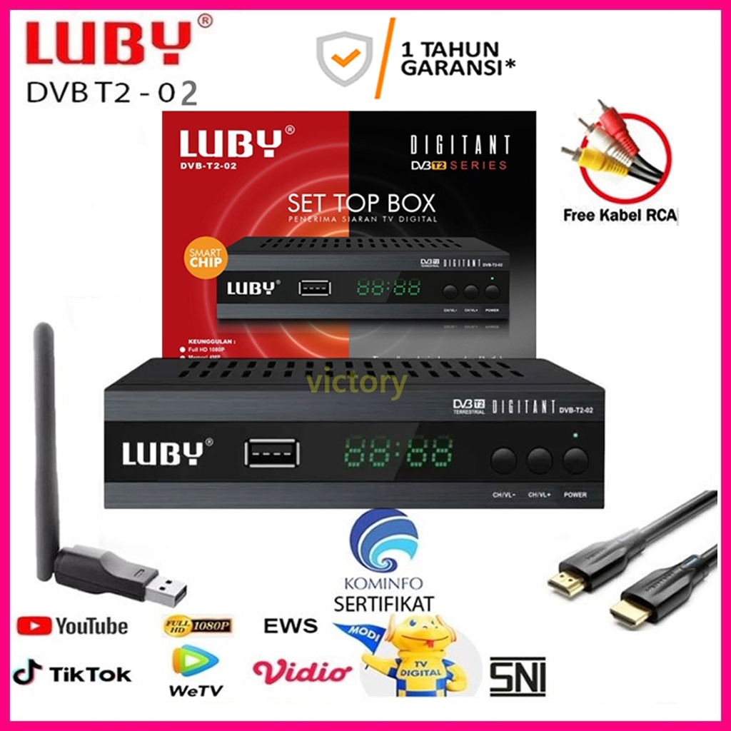 Set Top Box Luby T2-02 TV Siaran Digital Receiver STB Bisa Youtube dan Tiktok
