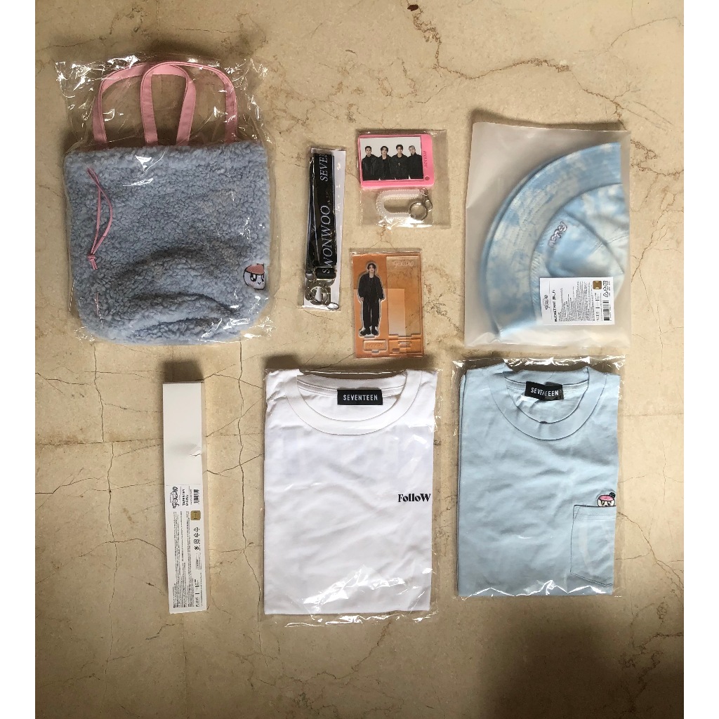 [READY] FOLLOW SEOUL JAPAN TOUR MERCH - TOTE BAG BONGBONGEE T-SHIRT SHOULDER STRAP WONWOO BUCKET HAT