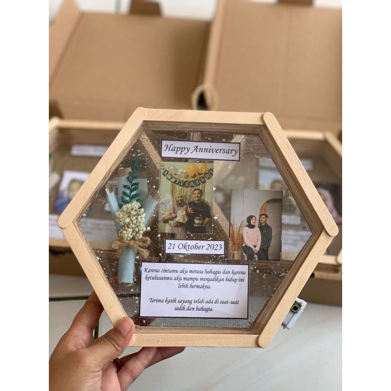 TERMURAH HEXA STICK FLOWERS IN FRAME UNTUK  KADO ULANG TAHUN CEWEK COWOK  KADO PERNIKAHAN KADO BAYI 