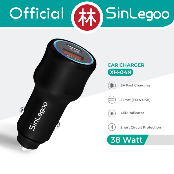 Sinlegoo XH-04N Car Charger Fast Charging 3A 38W PD QC 2 Ports Type C