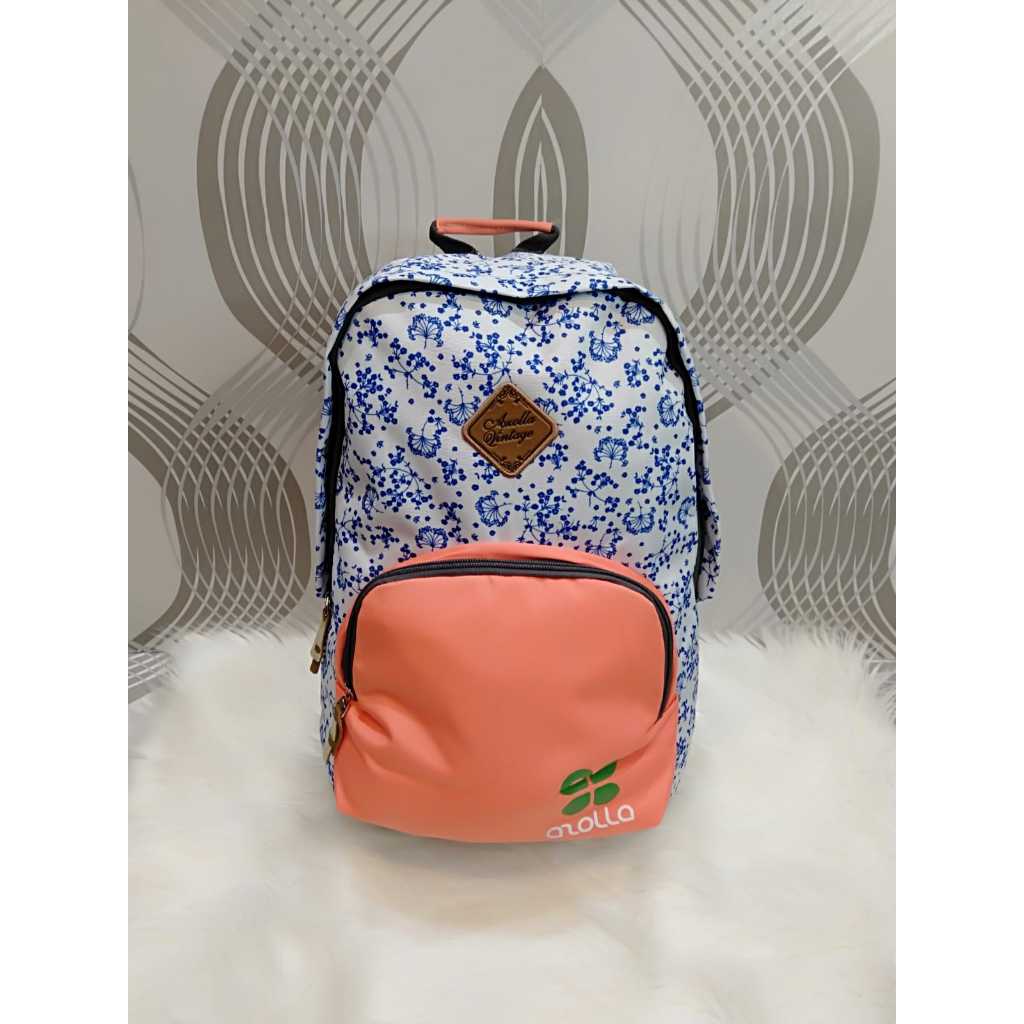 DISKON 50 % RANSEL TAS FASHION AZOLLA 60035 WHITE LIST BLUE