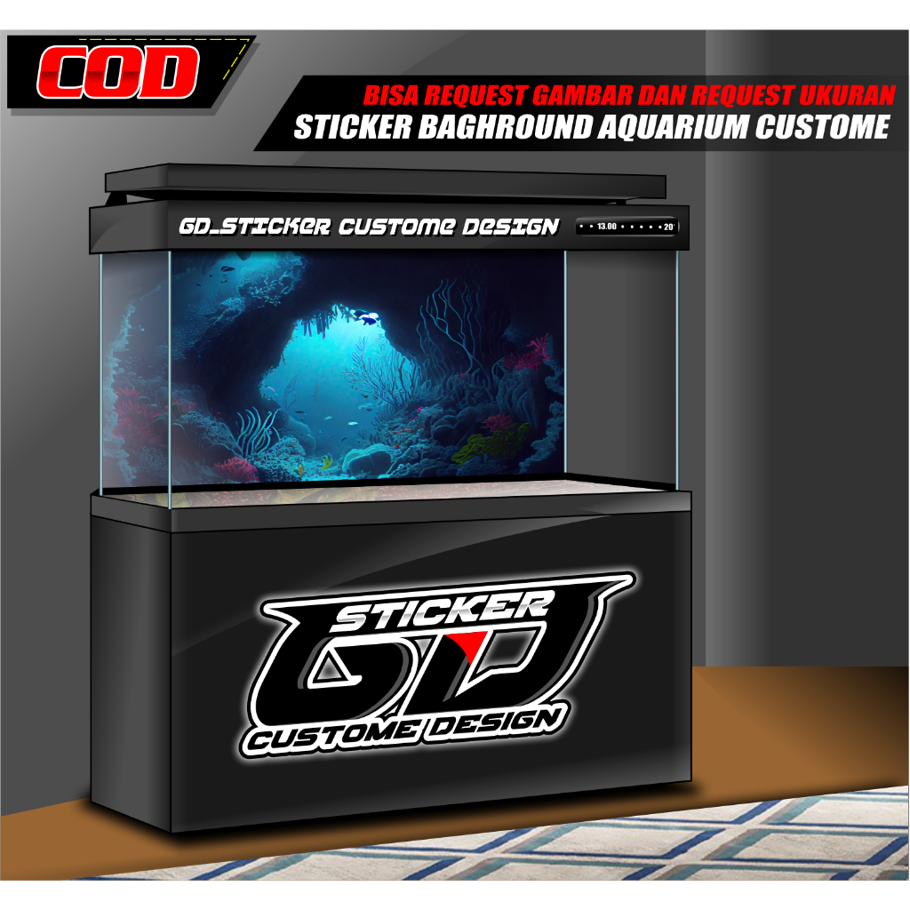 STICKER AQUARIUM BACKGROUND WALLPAPER AQUARIUM UNDERWATER CORAL PEMANDANGAN BAWAH LAUT