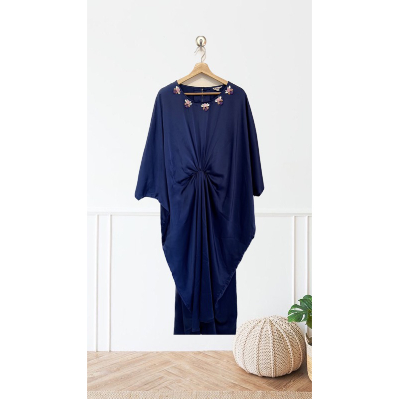 preloved kaftan zumara navy beads