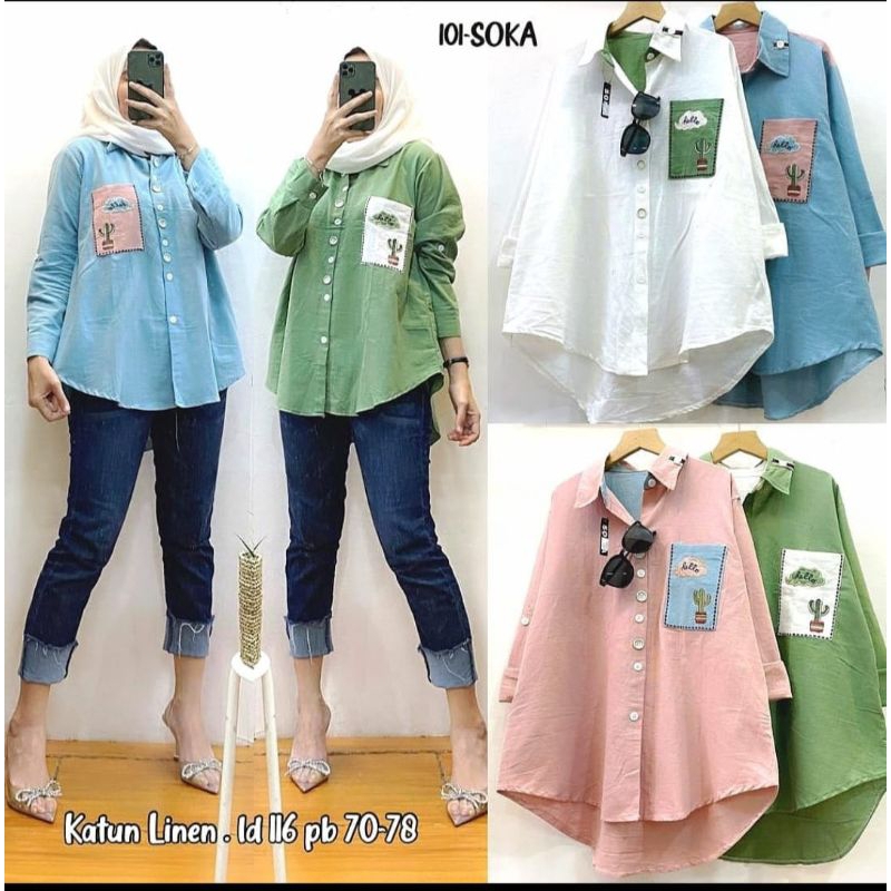 Kemeja linen Premium/Blouse Linen