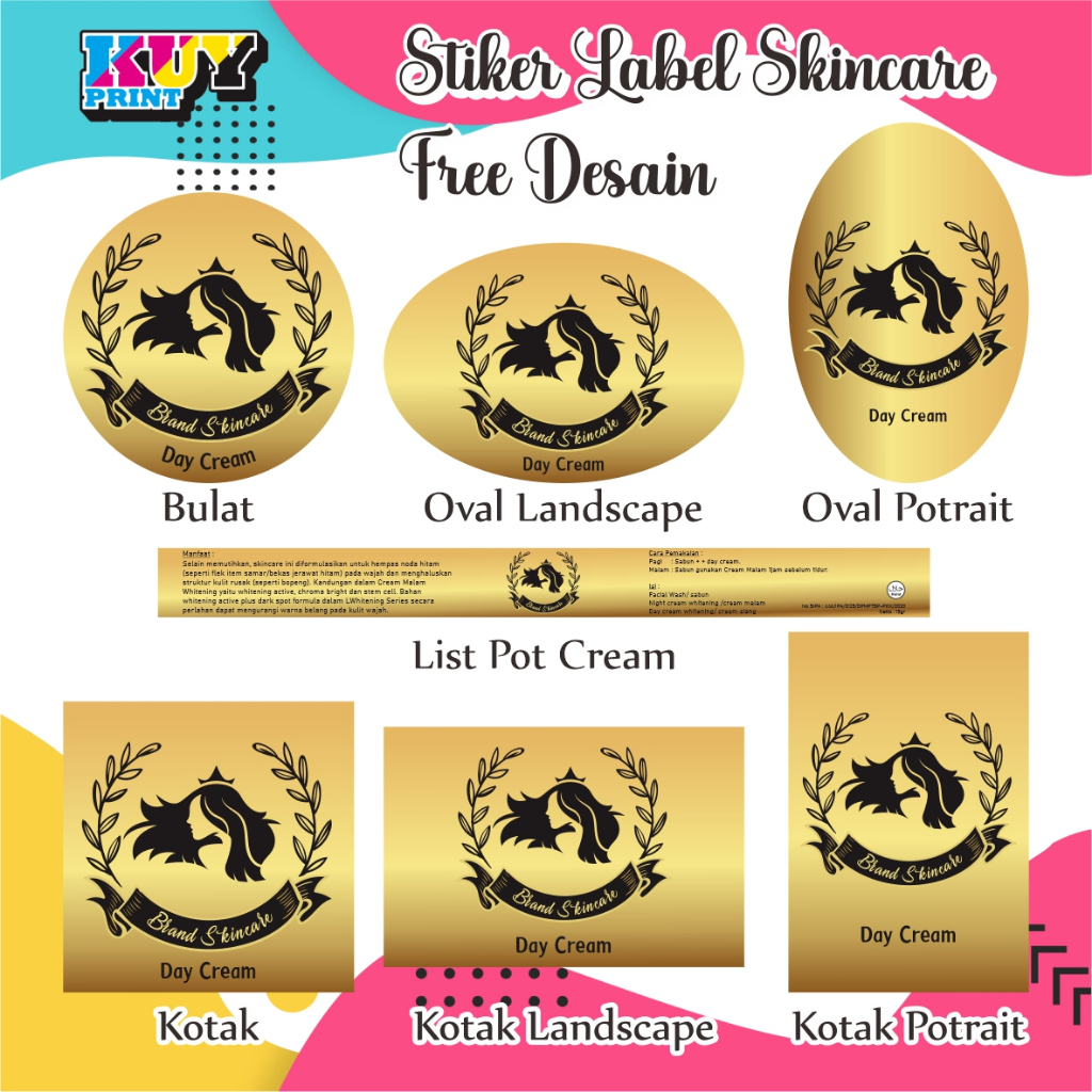 

Stiker Skincare Label Kecantikan Kosmetik Pot Cream Free Desain Bahan Cromo Kromo