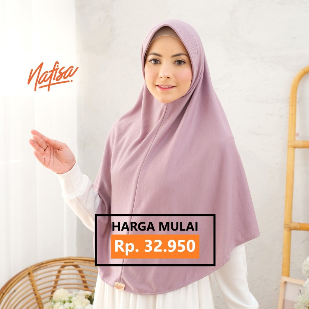 Nafisa Asha Premium | Hijab Instan Bergo Pet Antem | Jilbab Kain kaos super DOUBLE NIT