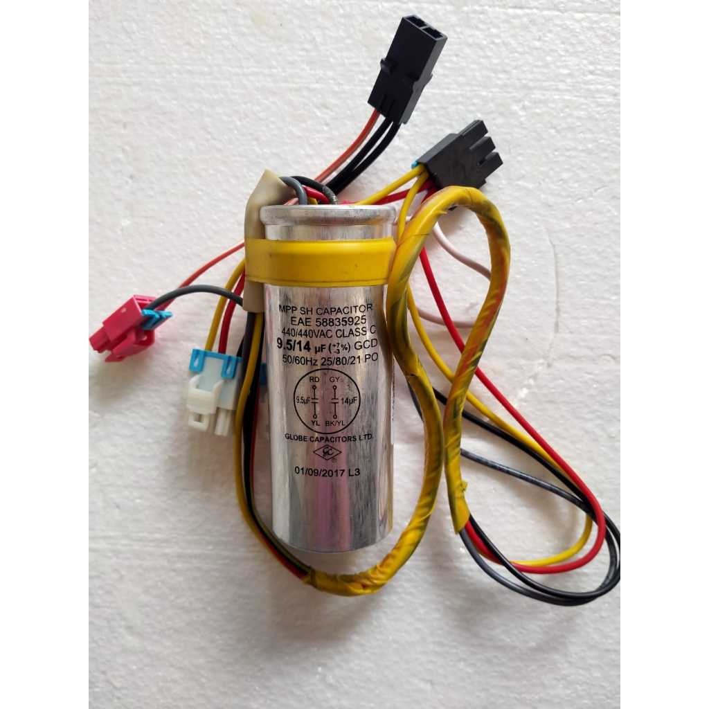 KAPASITOR CAPASITOR ASLI 9,5 / 14 UF 9.5UF/14UF MESIN CUCI 2 TABUNG LG