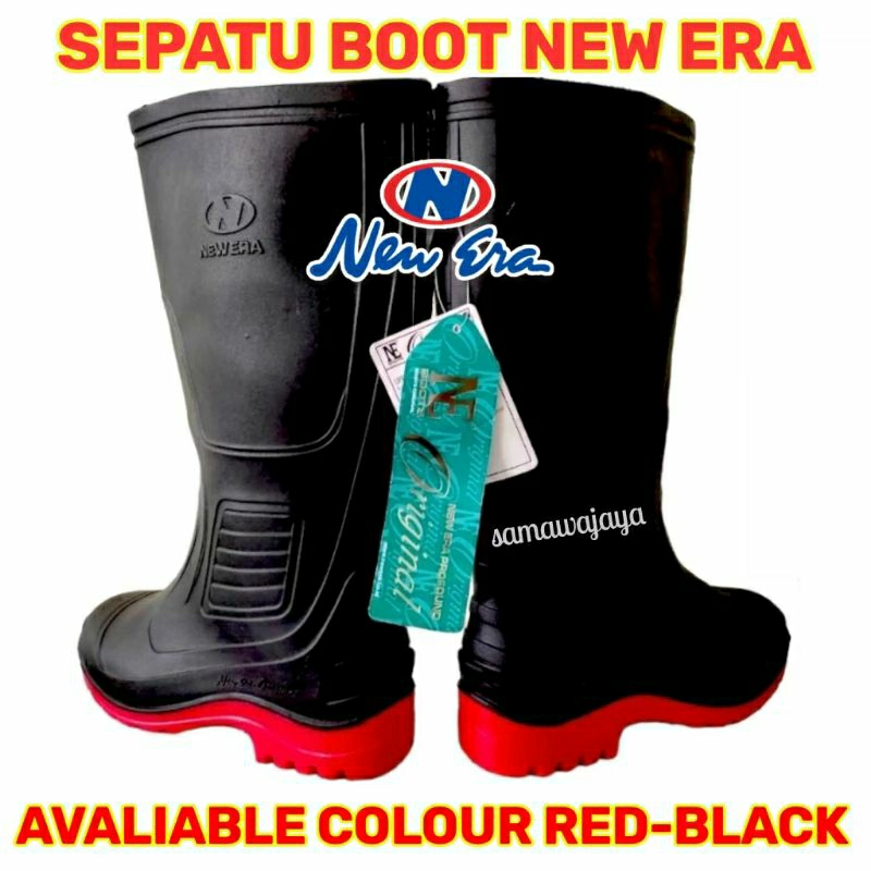 Sepatu BOOTS NEWERA Hitam Merah / BOOTS NEW ERA Black Red