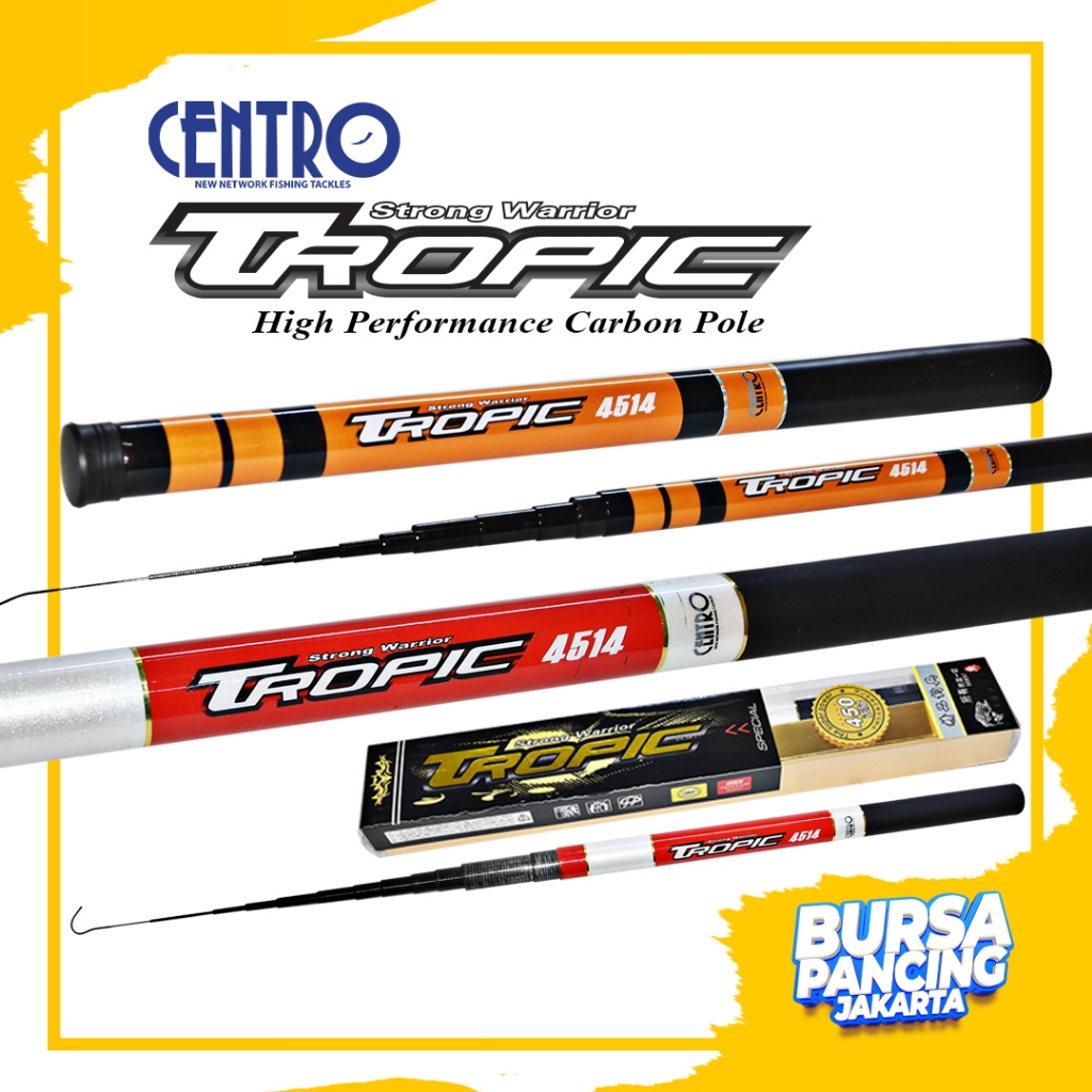 CUCI GUDANG AKHIR TAHUN | CENTRO Joran Pancing Tegek TROPIC Ruas Pendek Carbon Ringan 240CM - 450CM