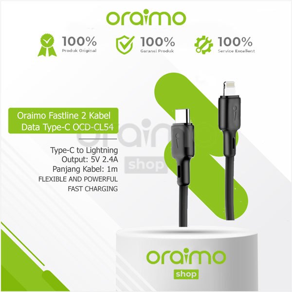 Oraimo Fastline 2 Kabel Data Type-C - Lightning 2.4A Fast Charging OCD-CL54