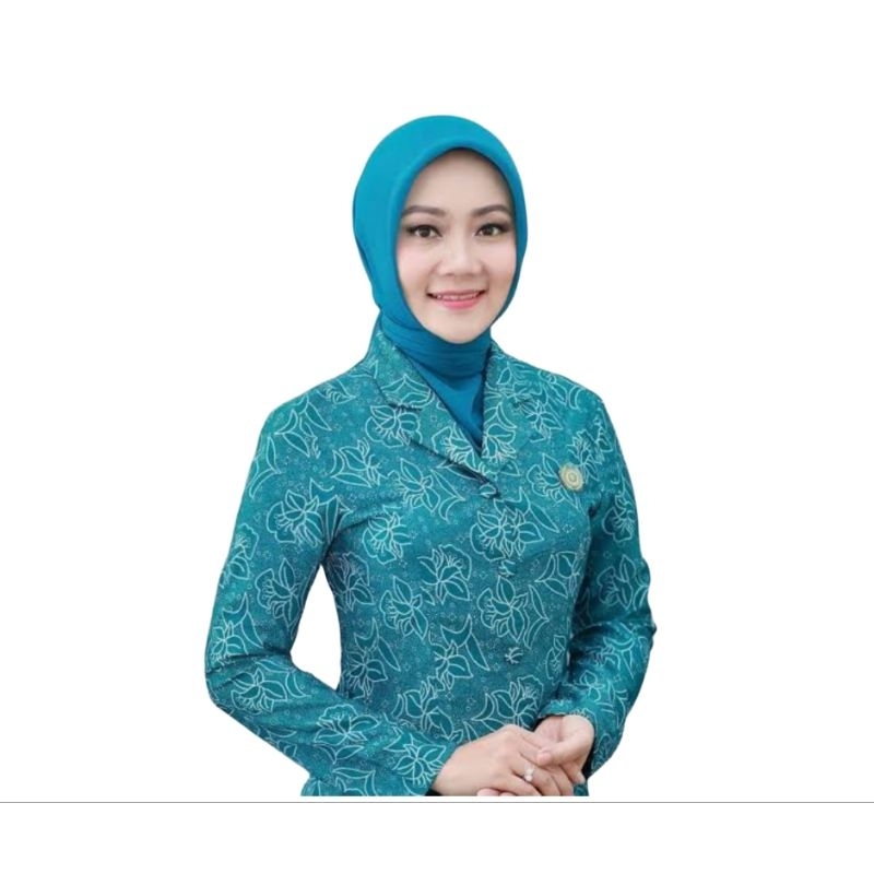 Baju Batik Seragam PKK NASIONAL BERFURING Eksklusif WARNA HIJAU TOSCA BISA COD