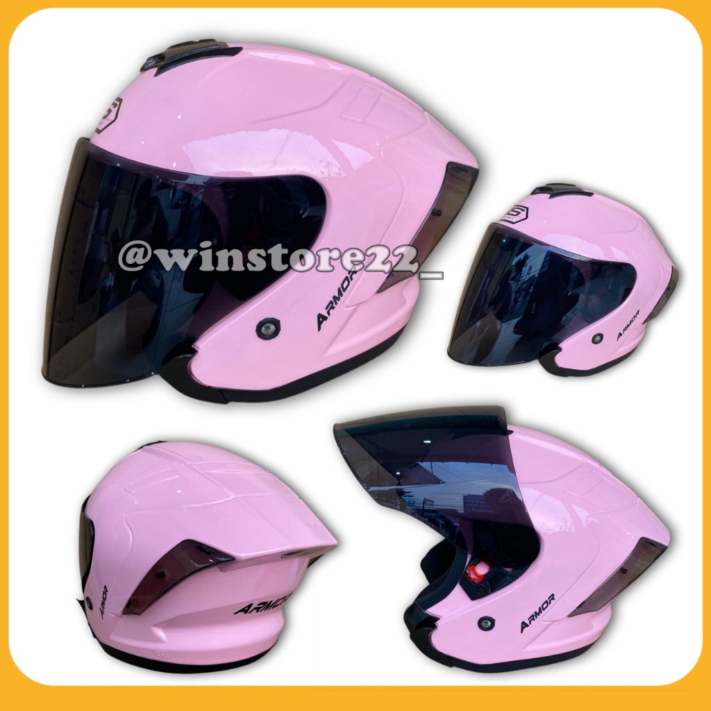 Helm Sepeda Motor Half Face Js Yakuza Armor Solid Standar & Paket Ganteng Gratis Spoiler Helem Pria 