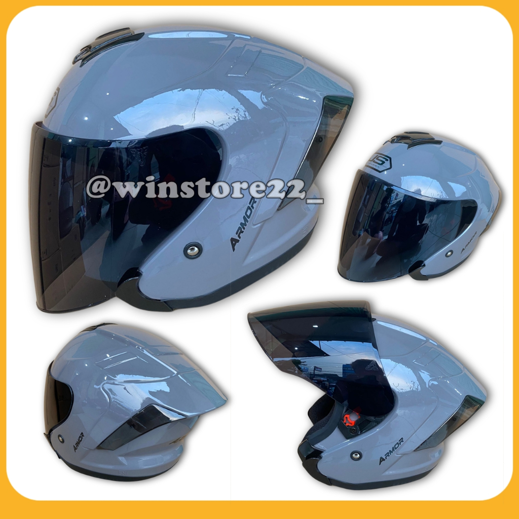 Helm Sepeda Motor Half Face Js Yakuza Armor Solid Standar & Paket Ganteng Gratis Spoiler Helem Pria 