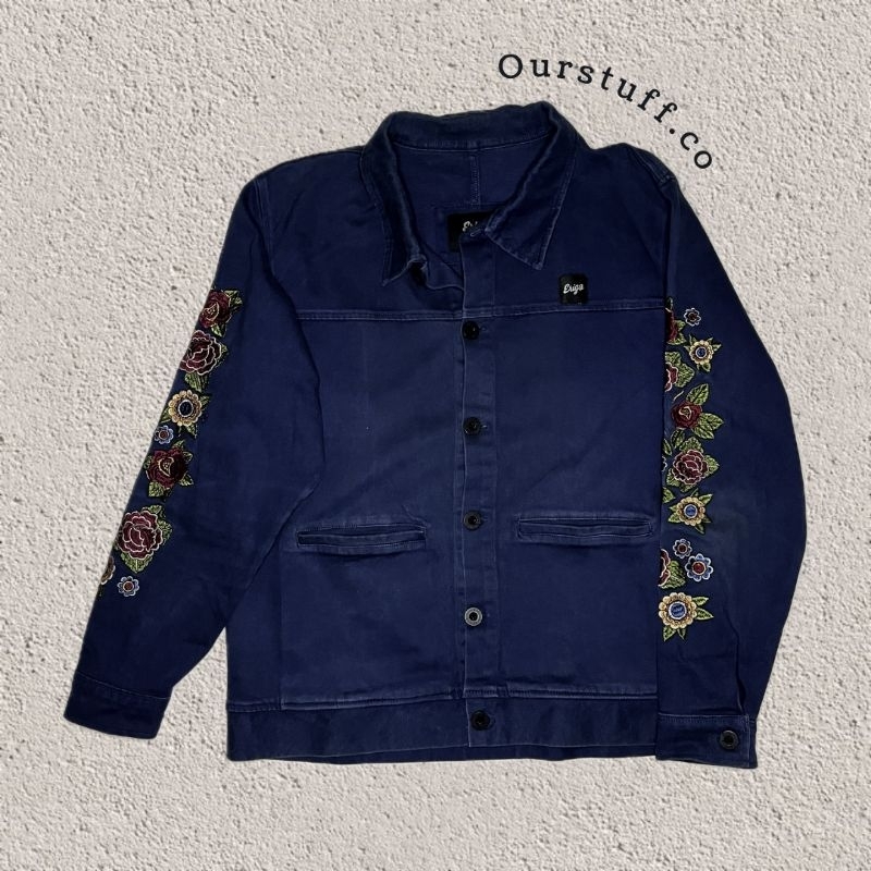 Erigo Jacket/Outer Unisex Pria Wanita; Jaket Motif Warna Biru Navy/Donker