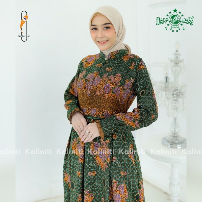 GAMIS MUSLIMAT NU WANITA SANWOS TERBARU SERAGAM BATIK PENGAJIAN JILBAB KERUDUNG NU PENGAOSAN JUMBO