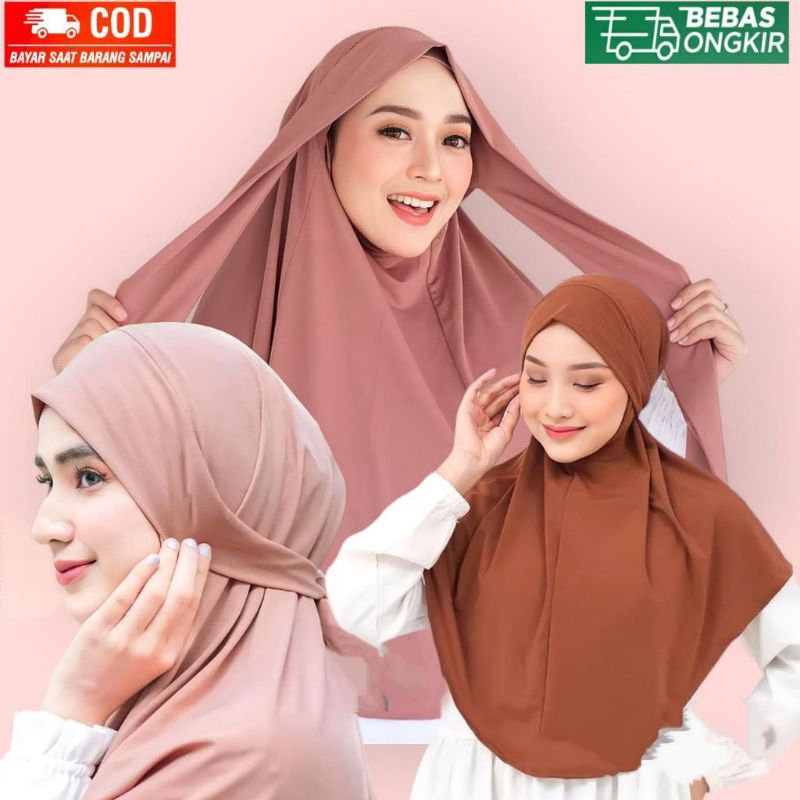 𝑩𝒚FitaliaHijab // Jilbab Bergo Alena Malay Jersey Dewasa - Kerudung Wanita /- Kerudung Pasmina Jumbo