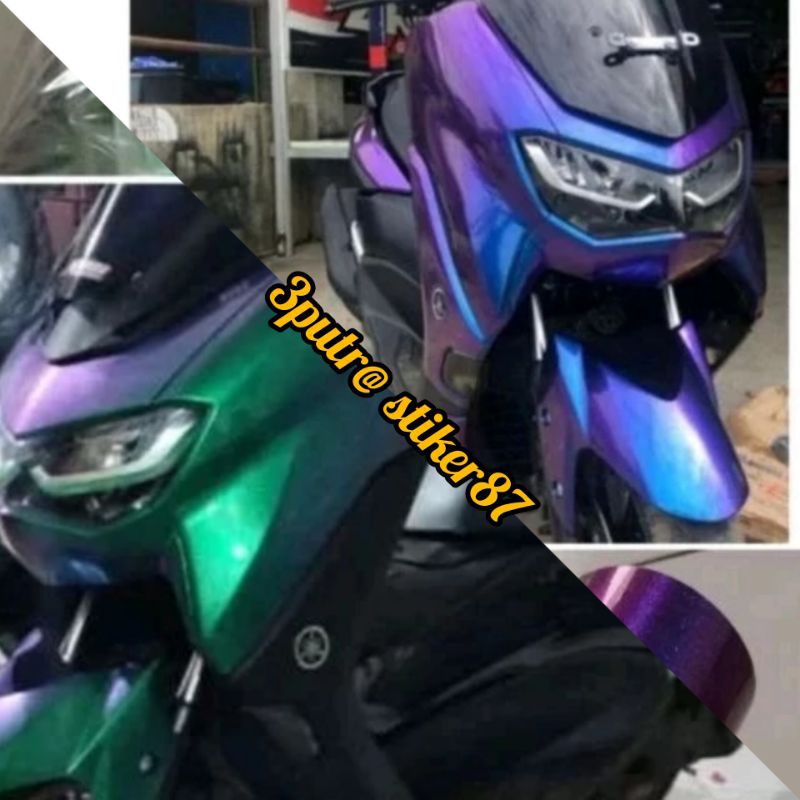 sticker skotlet motor mobil bunglon hijau, bunglon biru lebar 50cm