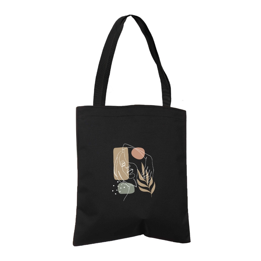 Totebag Kanvas Hitam - Tote bag Pria Wanita Aesthetic Girl