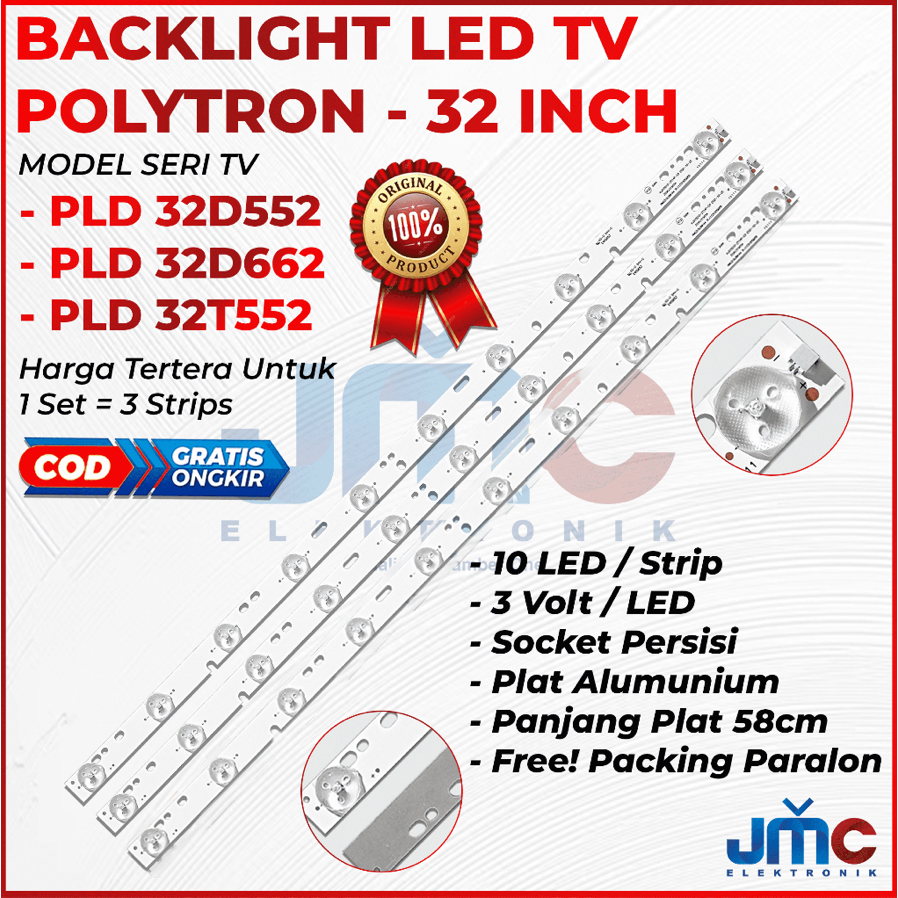 BACKLIGHT TV LED POLYTRON 32 INC PLD 32D552 32T552 32D663 PLD32D552 PLD32T552 PLD32D663 LAMPU BL 10K