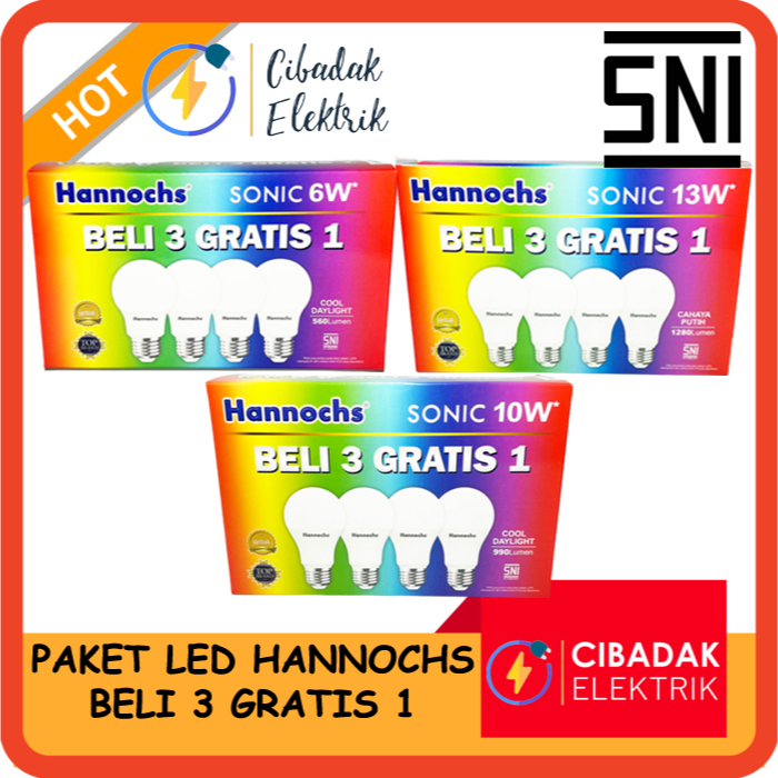 PAKET LAMPU LED HANNOCHS SONIC 6w / 10w / 13w / Lampu Hannochs BELI 3 GRATIS 1