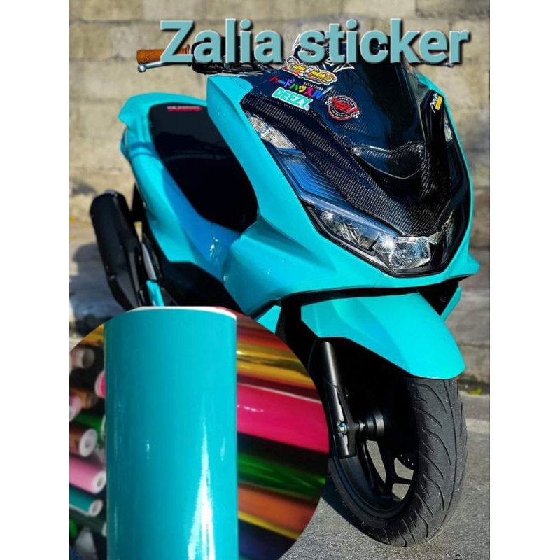 skotlet motor biru toska stiker skotlet biru toksa glossy dan doff merk profix
