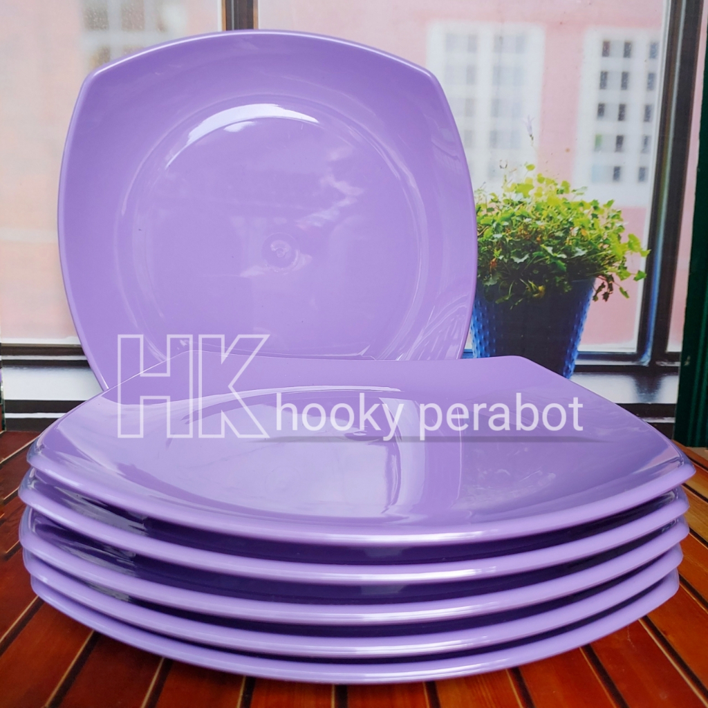 12 PCS PIRING SAJI MELAMIN KOTAK 23 CM PIRING MAKAN KOTAK TEBAL